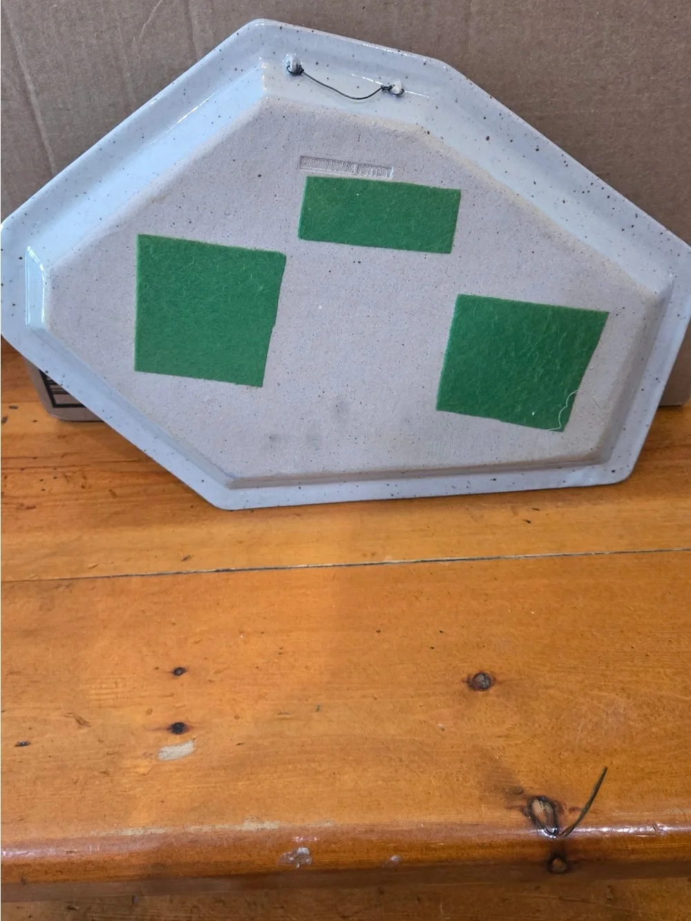 Geometric Hexagon Ceramic Tray with Pastel Grid